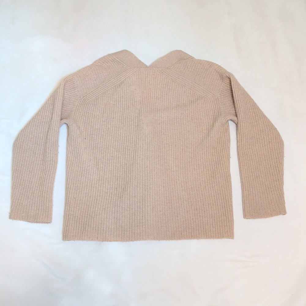 Vince Cashmere Blend Tan Ribbed Button Cardigan M - Picture 3 of 10